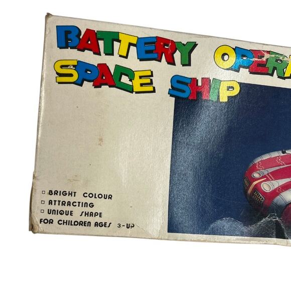Vintage 1960s Litho Tin Battery Space Car Rocket Ship Red - Picture 4 of 10
